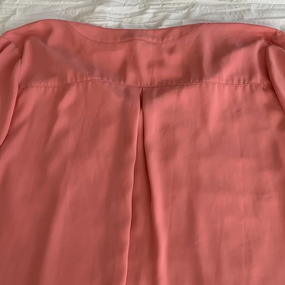CATO Women’s PLUS Blouse Coral Split Neck‎ Button Sleeve High/Low Hem 18/20W - Picture 5 of 14